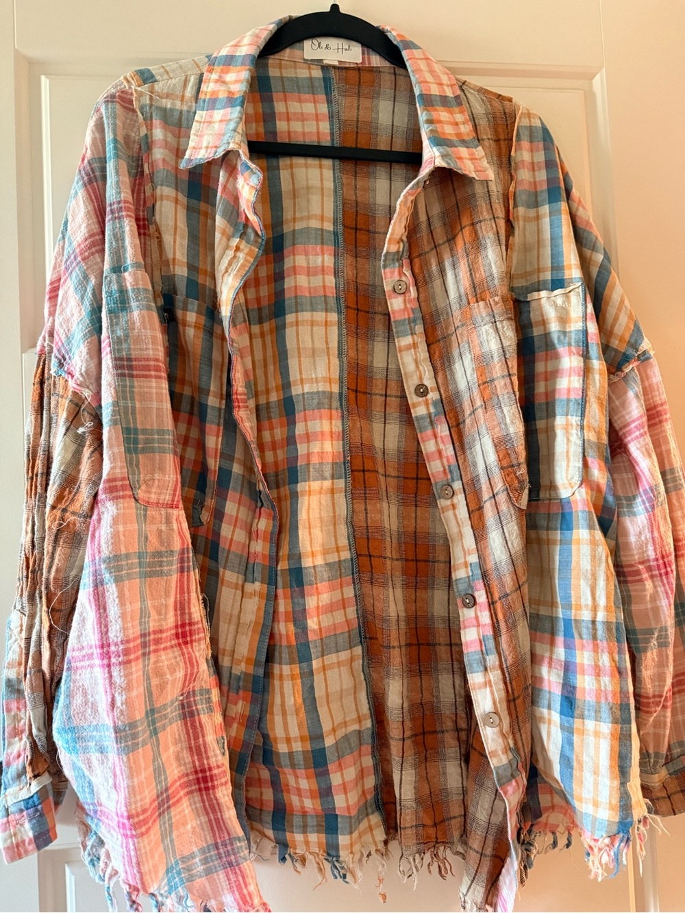 Oli & Hali Pastel Plaid Button-Down Shirt Jacket